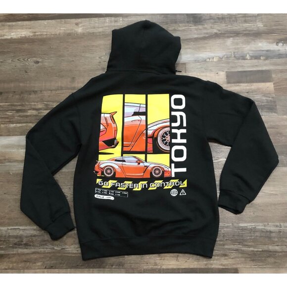 Bowery Tokyo Go Faster in Control Mens Small Black Hoodie New with Tags - Picture 1 of 6